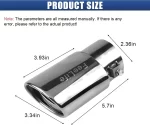 FeeLife Stainless Steel Car Exhaust Tail Pipe Tip, 2.5" Inlet 3.3" Outlet Chrome-Plated Finish Tailpipe Exhaust Tip, Adjustable Car Modification Tail Throat Tail Pipe for Most Cars (Silver, Straight)